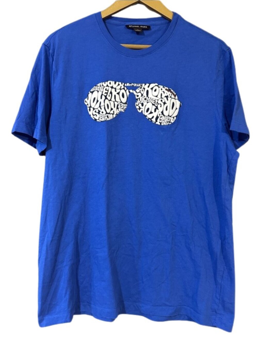 Michael Kors Blue Graphic Sunglasses Tee Mens Large Short Sleeve